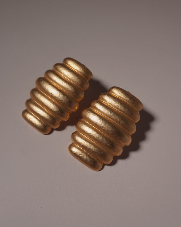 Vintage Matte Gold Hive Earrings