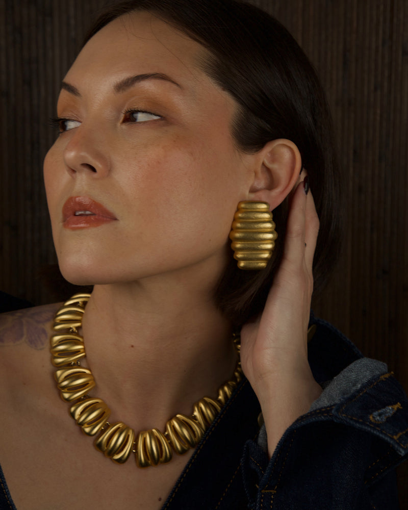 Vintage Matte Gold Hive Earrings