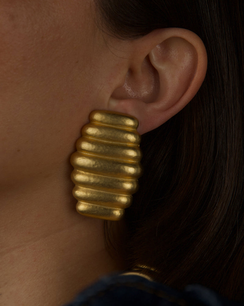 Vintage Matte Gold Hive Earrings