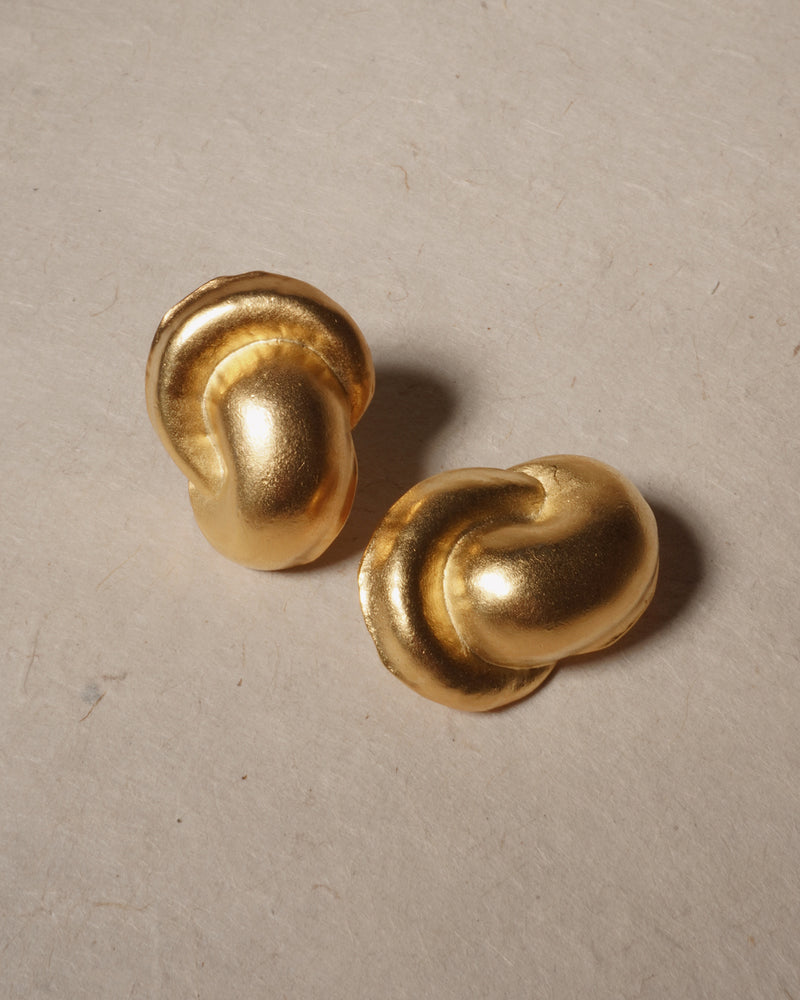 Vintage Matte Gold Knot Clip Ons