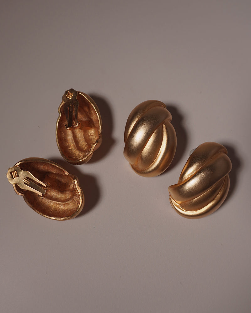 Vintage Matte Gold Knot Clip Ons