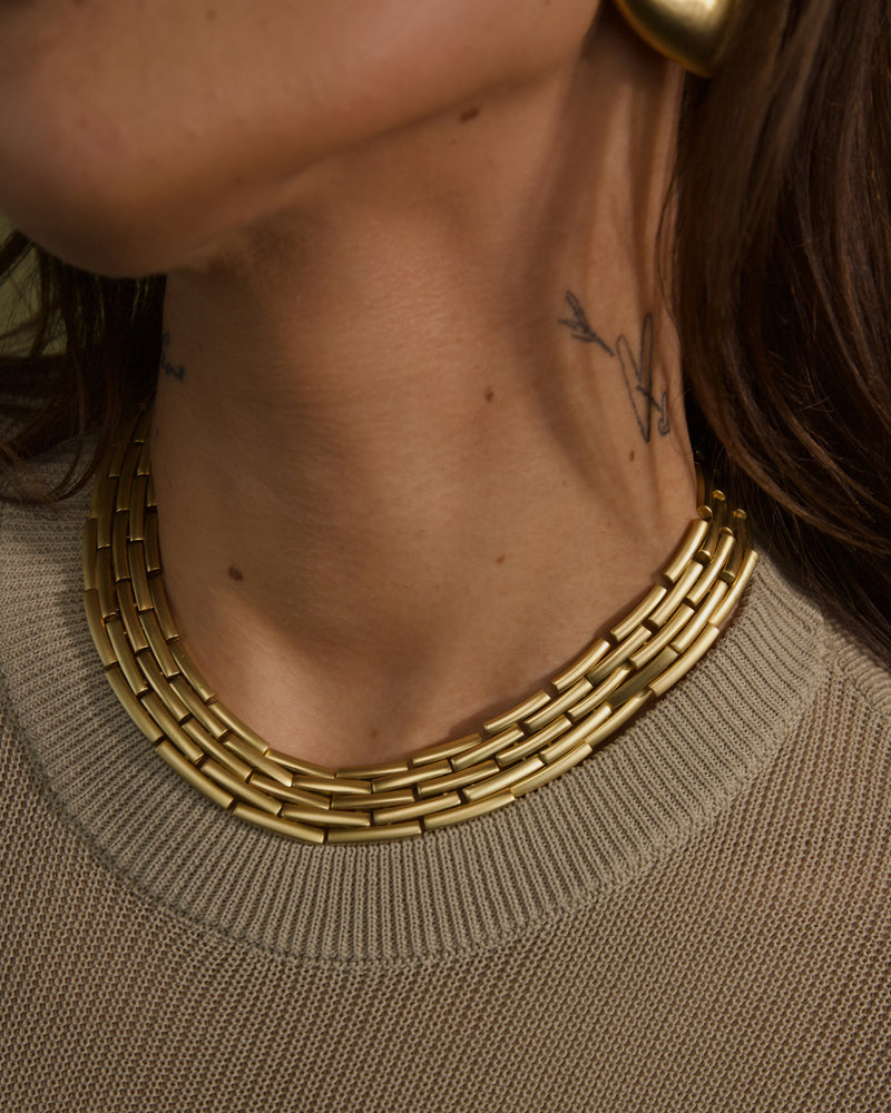 VINTAGE MATTE GOLD MULTI-LINK NECKLACE