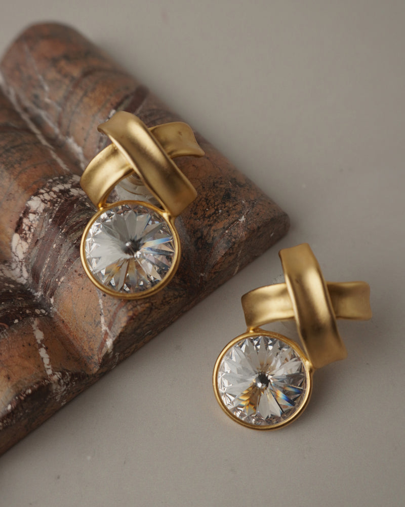 Vintage Matte Gold Rivoli XO Earrings