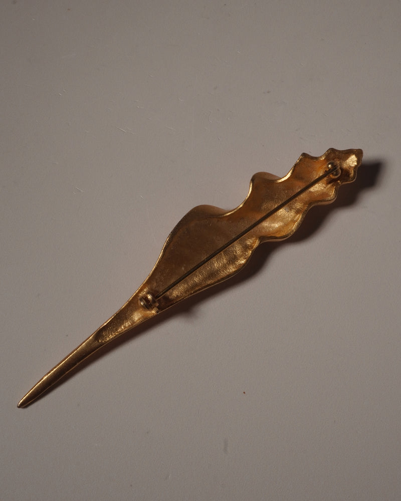 VINTAGE MATTE GOLD SEASHELL BROOCH