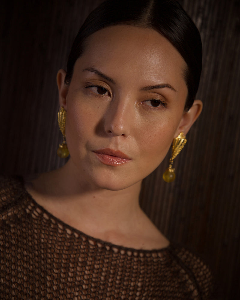 Vintage Matte Gold Shell Drop Earrings