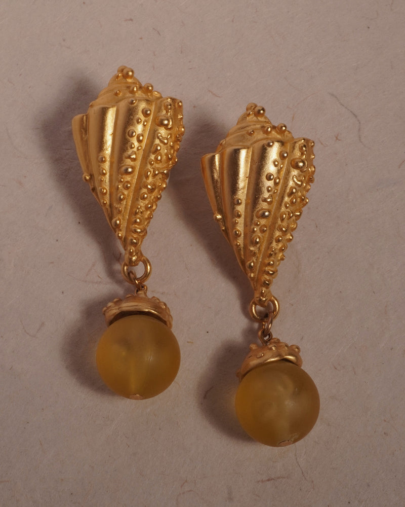 Vintage Matte Gold Shell Drop Earrings