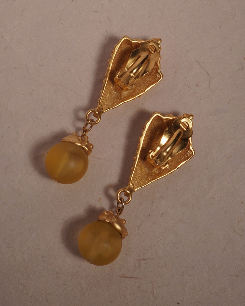 Vintage Matte Gold Shell Drop Earrings