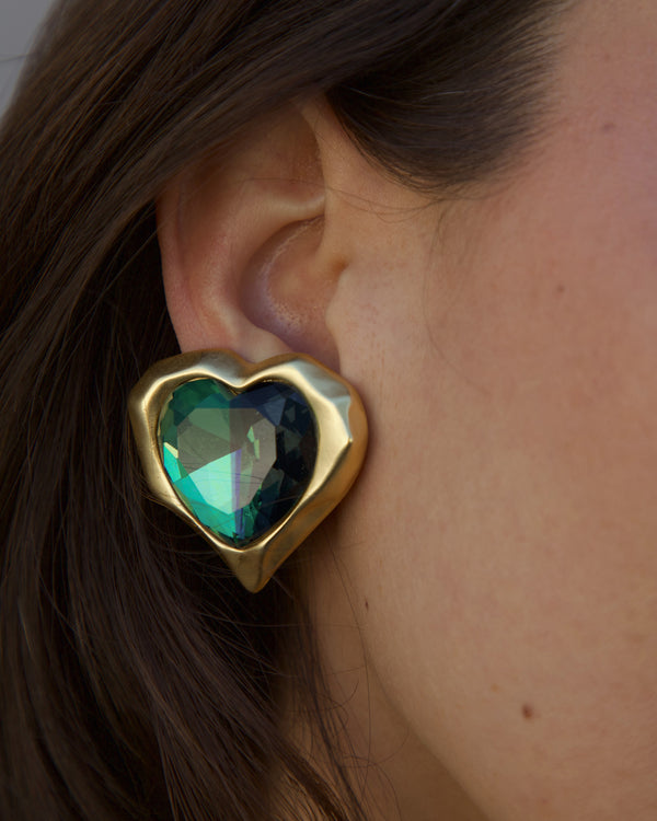 Vintage Matte Gold Split Heart Earrings