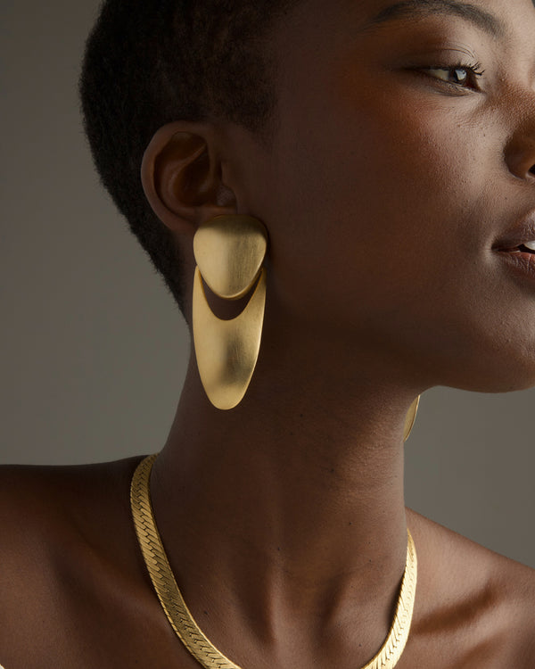 VINTAGE MATTE GOLD STATEMENT EARRINGS