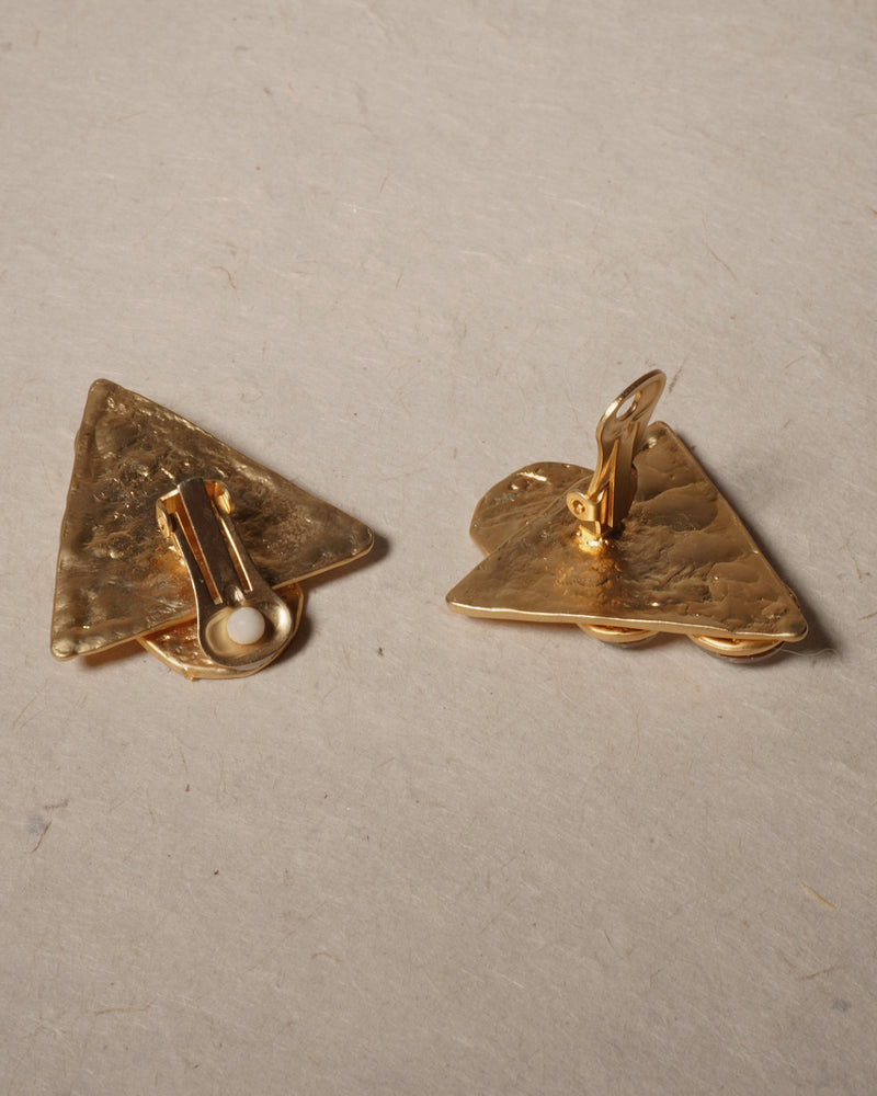 Vintage Matte Gold Triangle Clip Ons