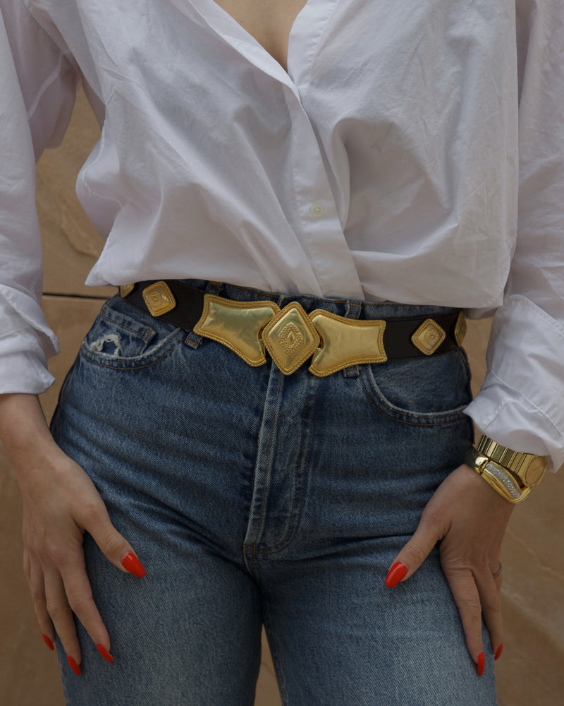 Vintage Matte Gold Western Belt