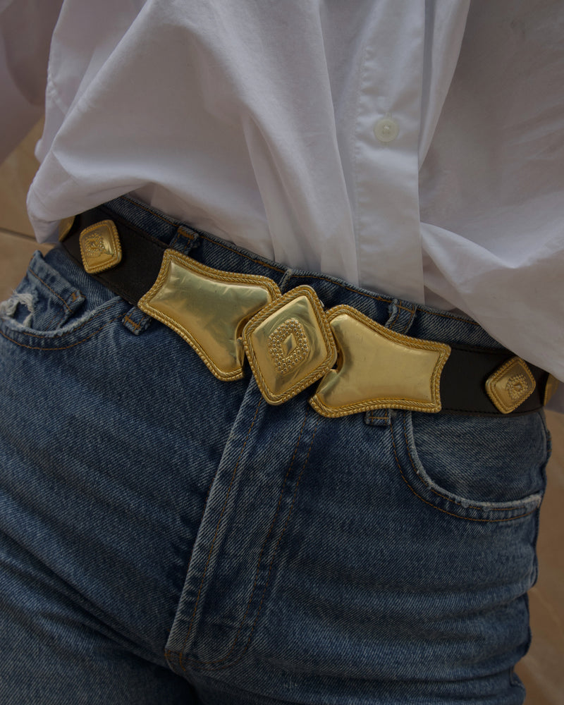 Vintage Matte Gold Western Belt