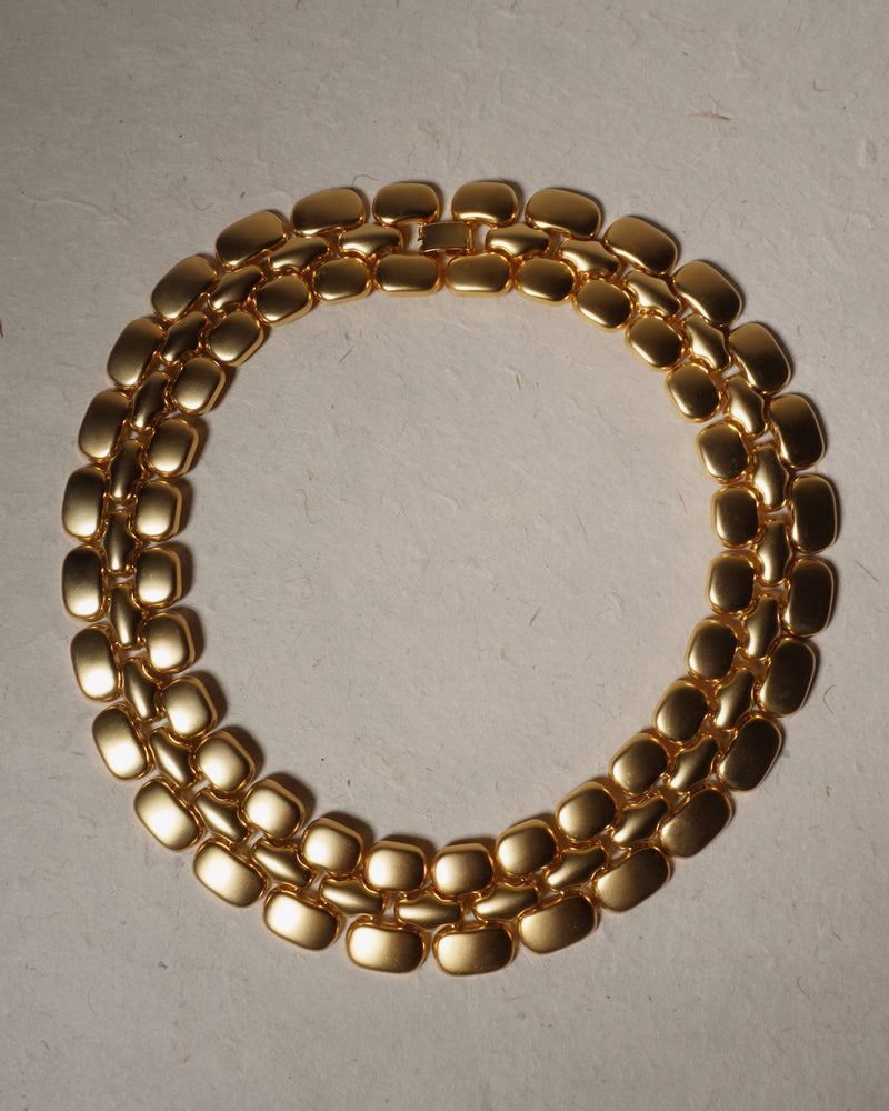 Vintage Matte Gold Wide Panther Chain Necklace