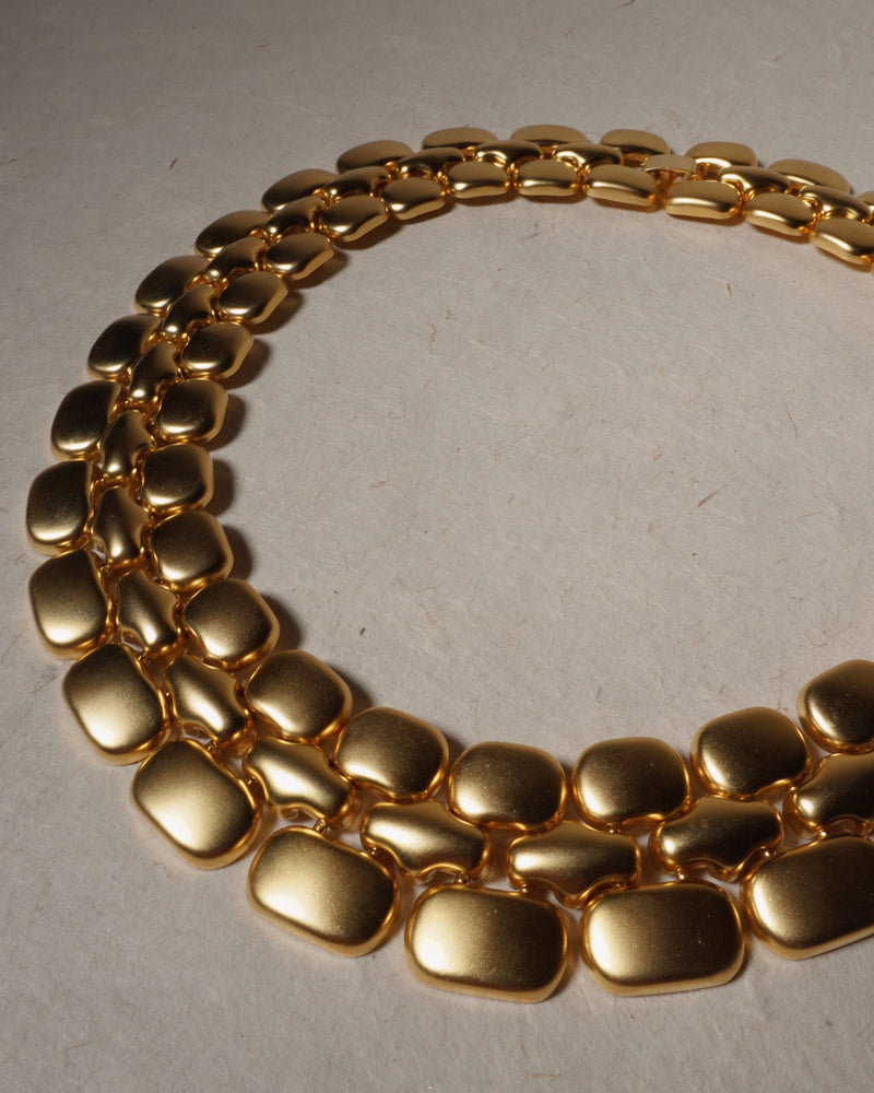 Vintage Matte Gold Wide Panther Chain Necklace