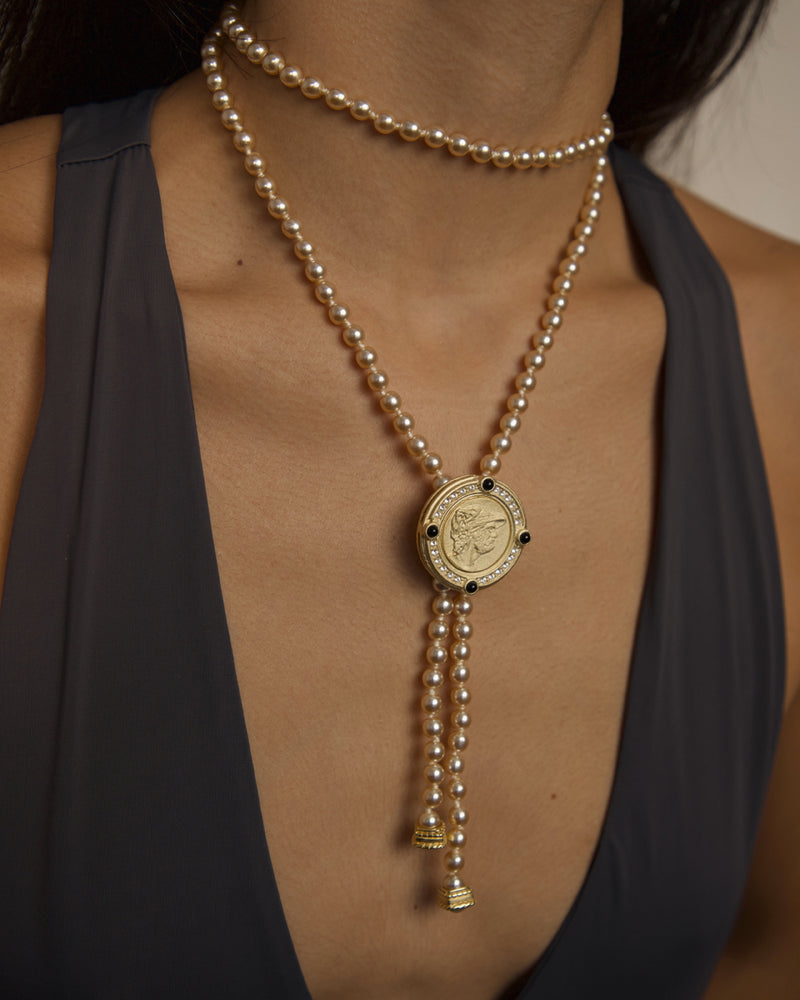 VINTAGE MATTE PEARL PENDANT NECKLACE