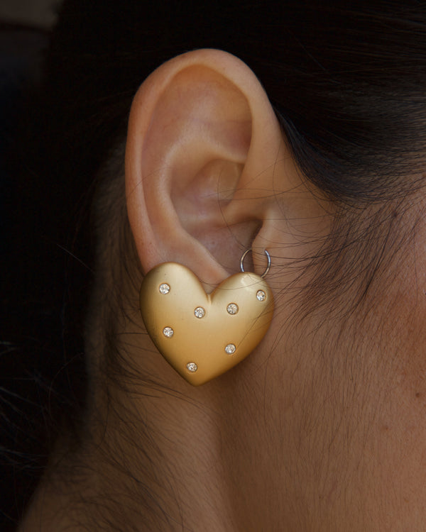 VINTAGE MATTE RHINESTONE HEART EARRINGS