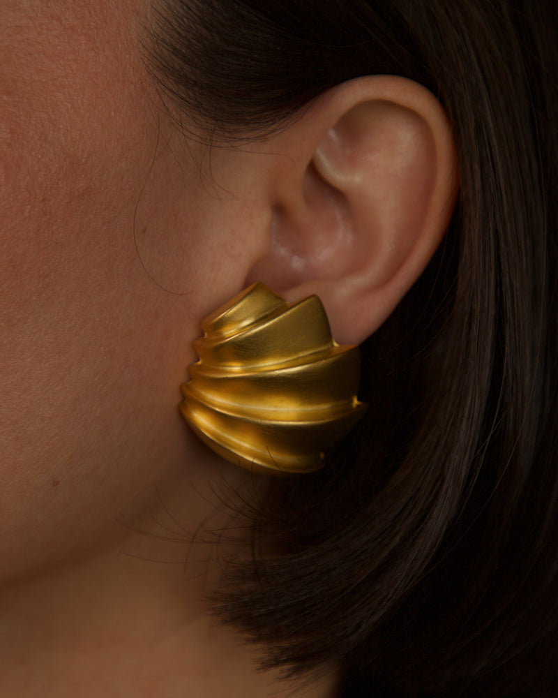 Vintage Matte Ridged Statement Earrings