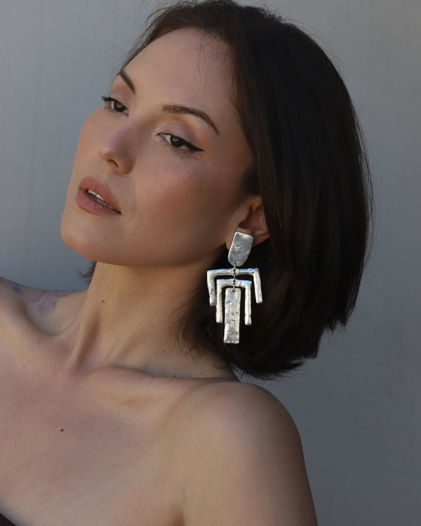 Vintage Matte Silver Mobile Earrings