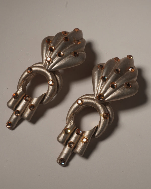 Vintage Matte Silver Statement Clip Ons