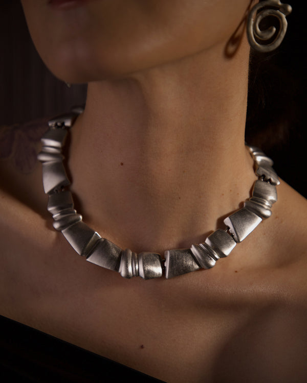 Vintage Matte Silver Statement Necklace