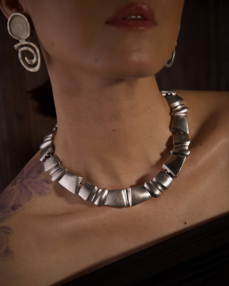 Vintage Matte Silver Statement Necklace