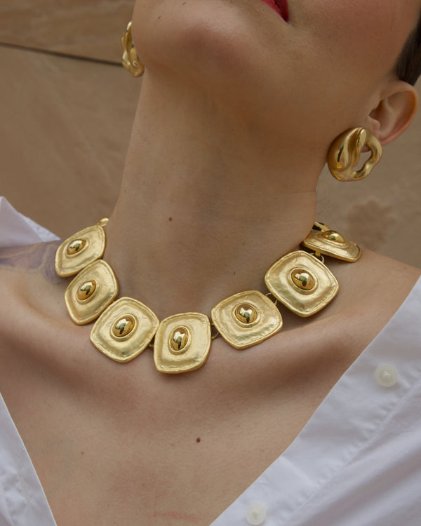 Vintage Matte & Polished Statement Necklace