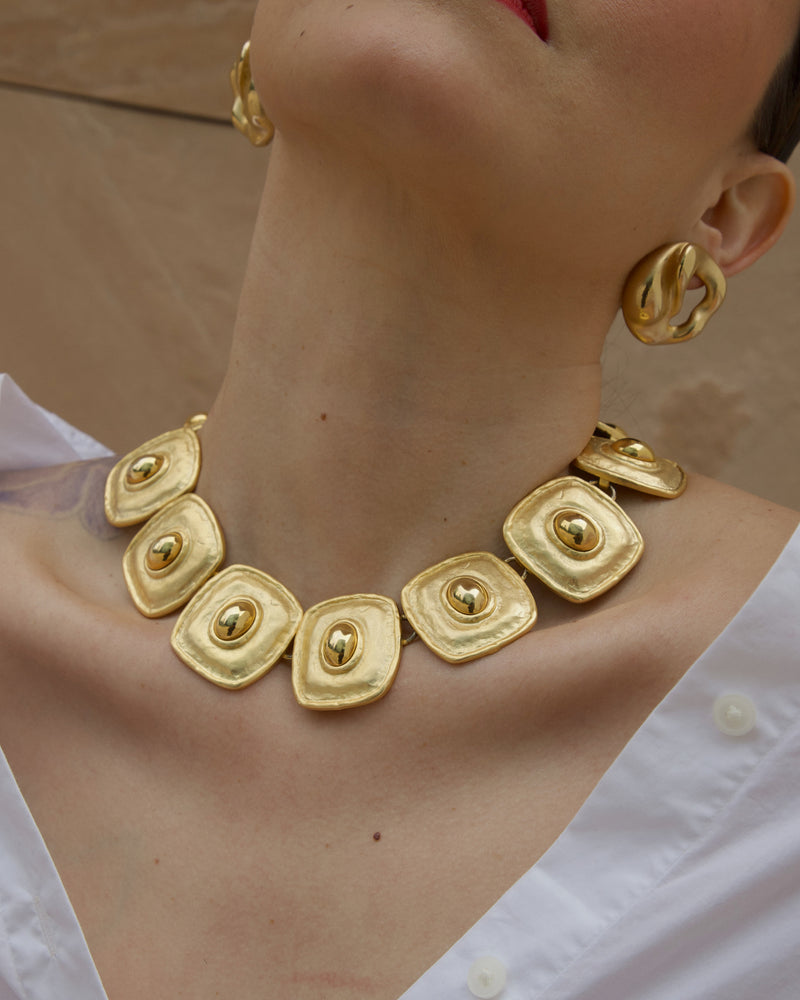 Vintage Matte & Polished Statement Necklace