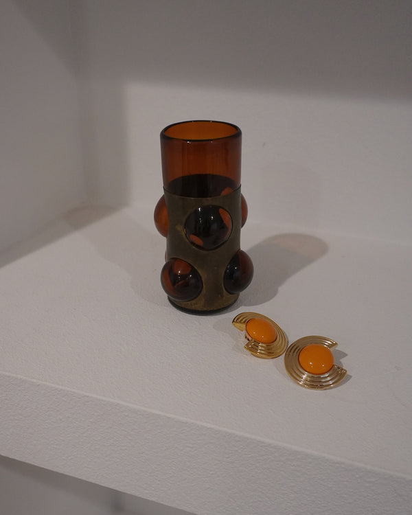 Vintage Modernist Amber Glass Vase