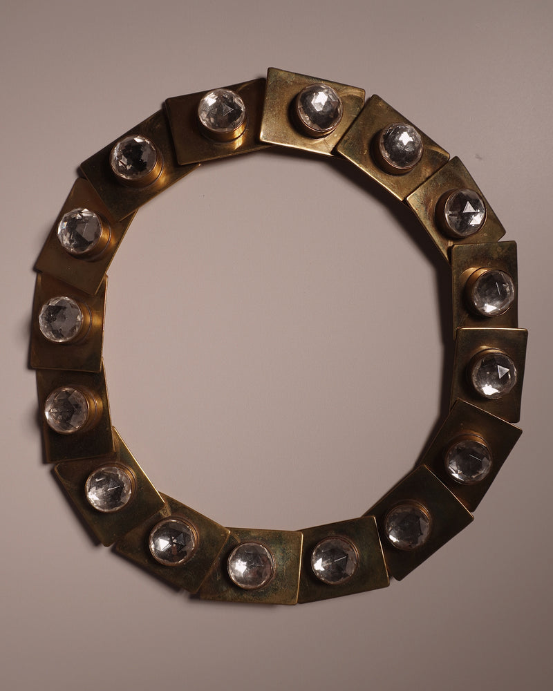Vintage Modernist Brass Rhinestone Necklace
