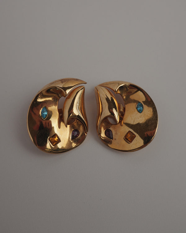 VINTAGE MODERNIST GEMSTONE CLIP ONS