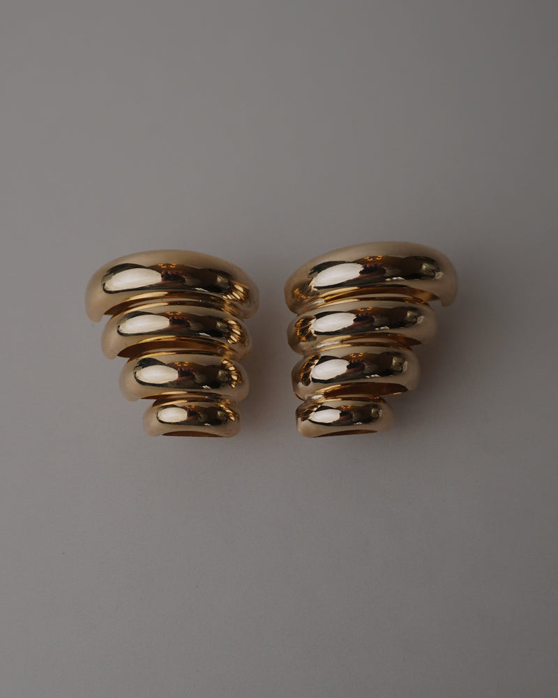 Vintage Modernist Gold Ribbed Earrings
