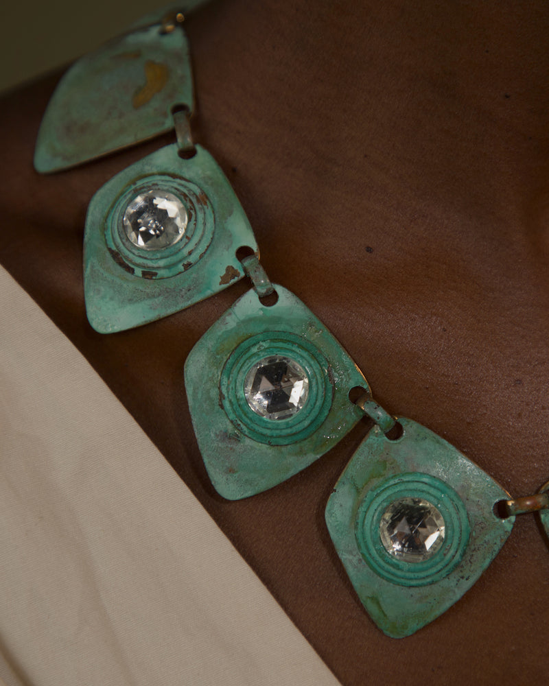 VINTAGE MODERNIST PATINA STATEMENT NECKLACE