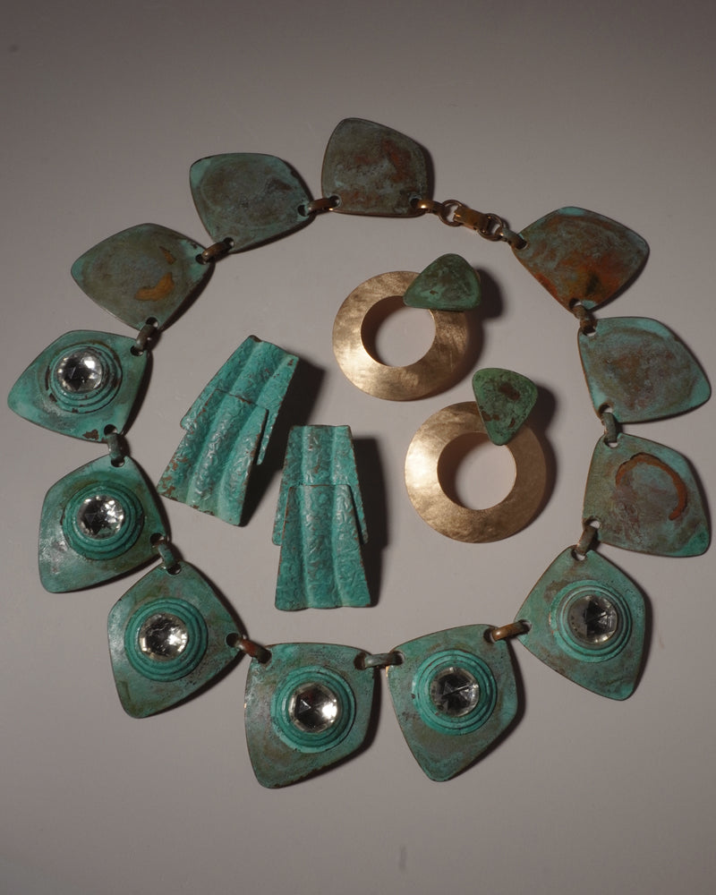 VINTAGE MODERNIST PATINA STATEMENT NECKLACE