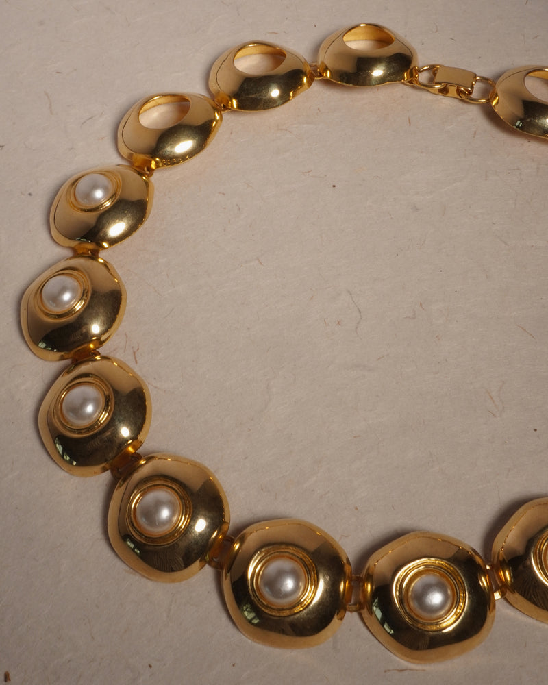 Vintage Modernist Pearl Cab Statement Necklace