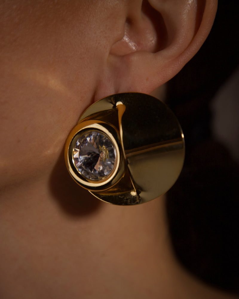 Vintage Modernist Rivoli Disc Earrings