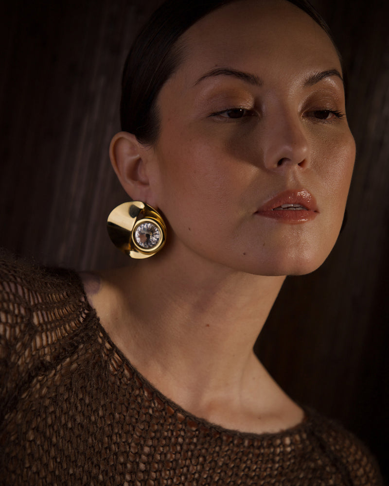 Vintage Modernist Rivoli Disc Earrings