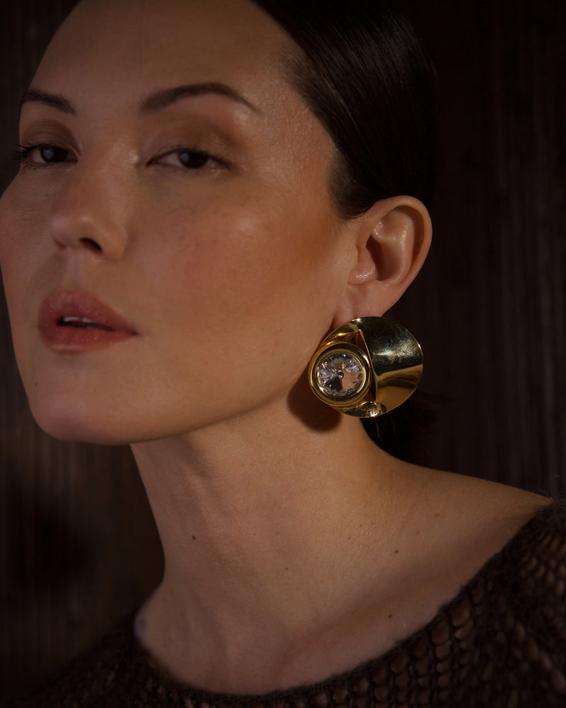 Vintage Modernist Rivoli Disc Earrings