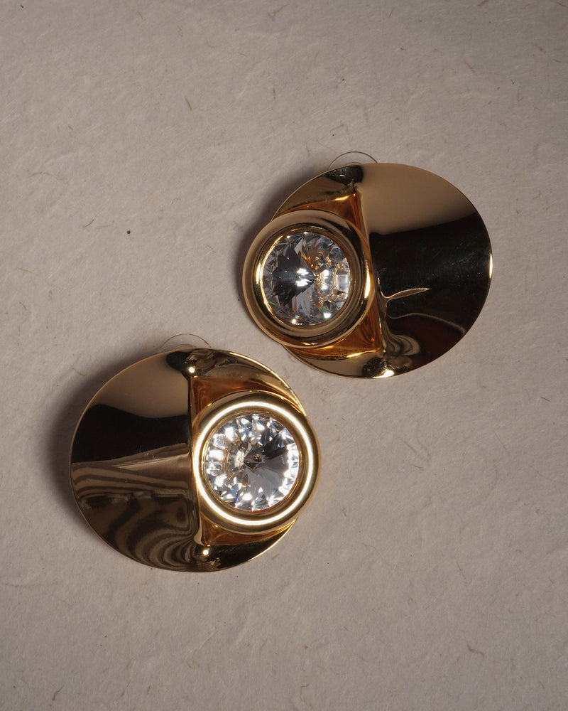 Vintage Modernist Rivoli Disc Earrings