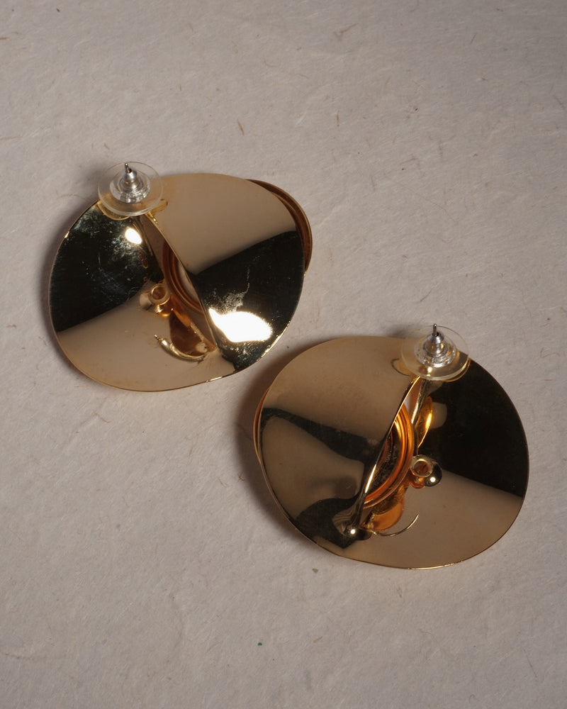 Vintage Modernist Rivoli Disc Earrings