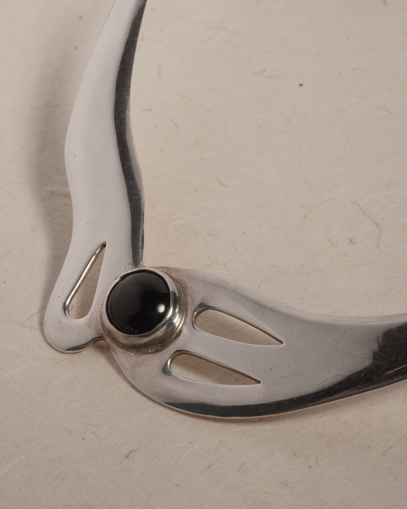 Vintage Modernist Silver & Onyx Collar