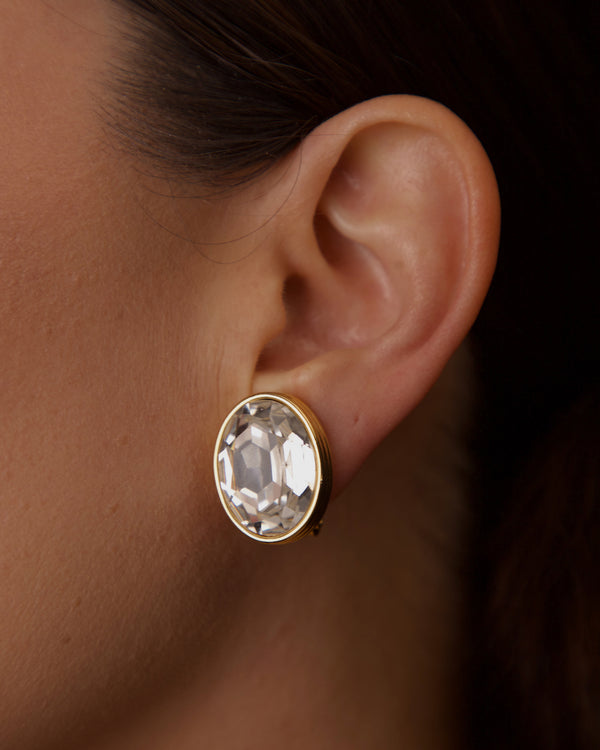 VINTAGE MONET OVAL CRYSTAL CLIP ONS