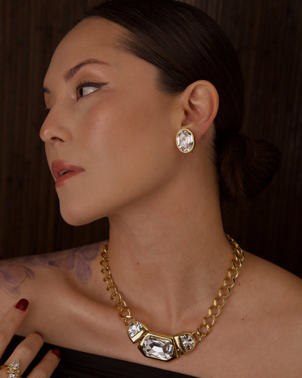 VINTAGE MONET OVAL CRYSTAL CLIP ONS