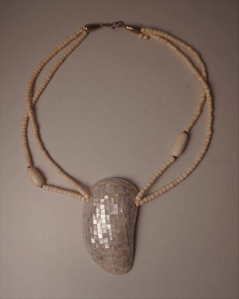 Vintage Mother Of Pearl Mosaic Necklace