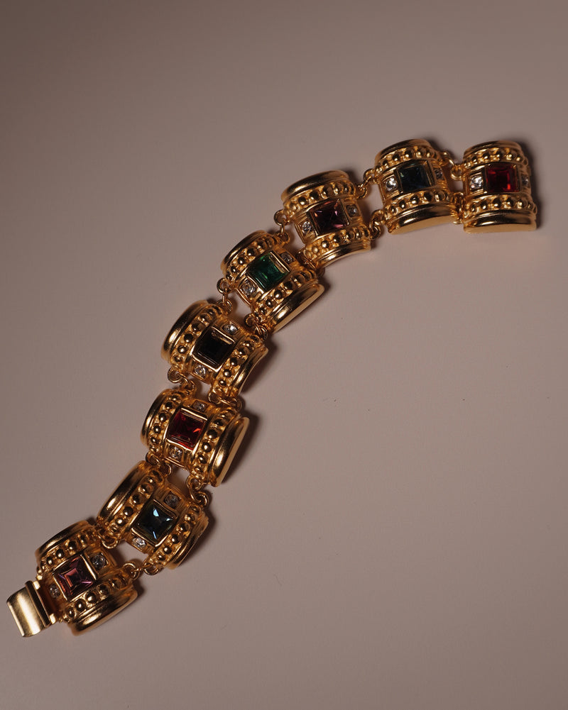 Vintage Multi-Colored Gemstone Link Bracelet