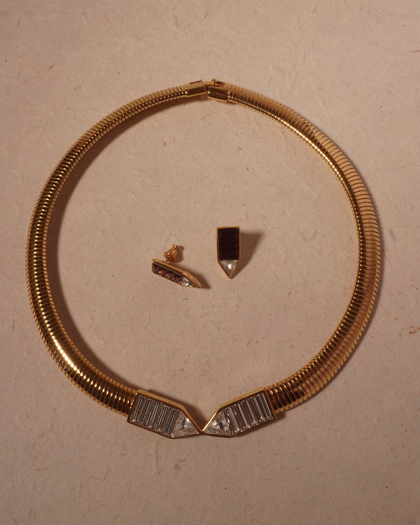 Vintage Monet Rhinestone Tubogas Necklace