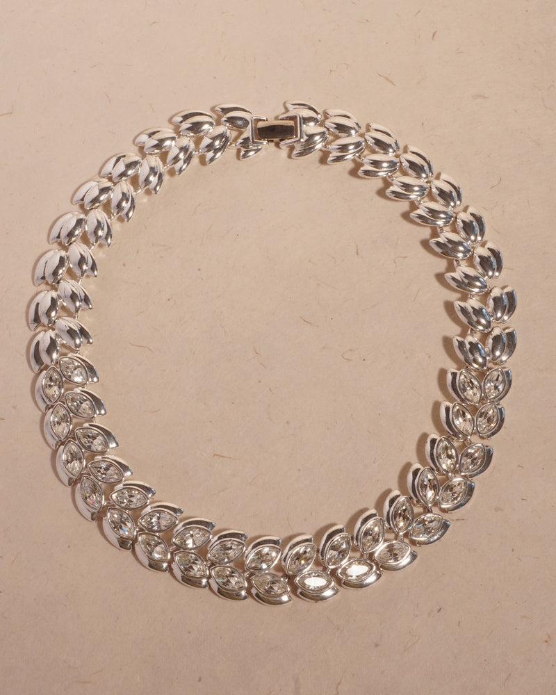 VINTAGE NAPIER SILVER CRYSTAL MARQUISE NECKLACE