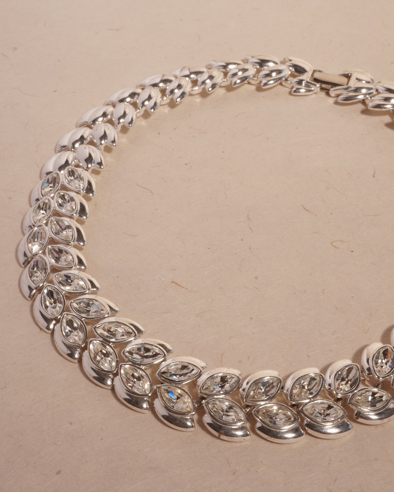 VINTAGE NAPIER SILVER CRYSTAL MARQUISE NECKLACE