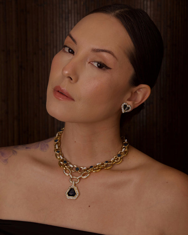 VINTAGE NINA RICCI PAVÉ SAPPHIRE CRYSTAL PENDANT SET