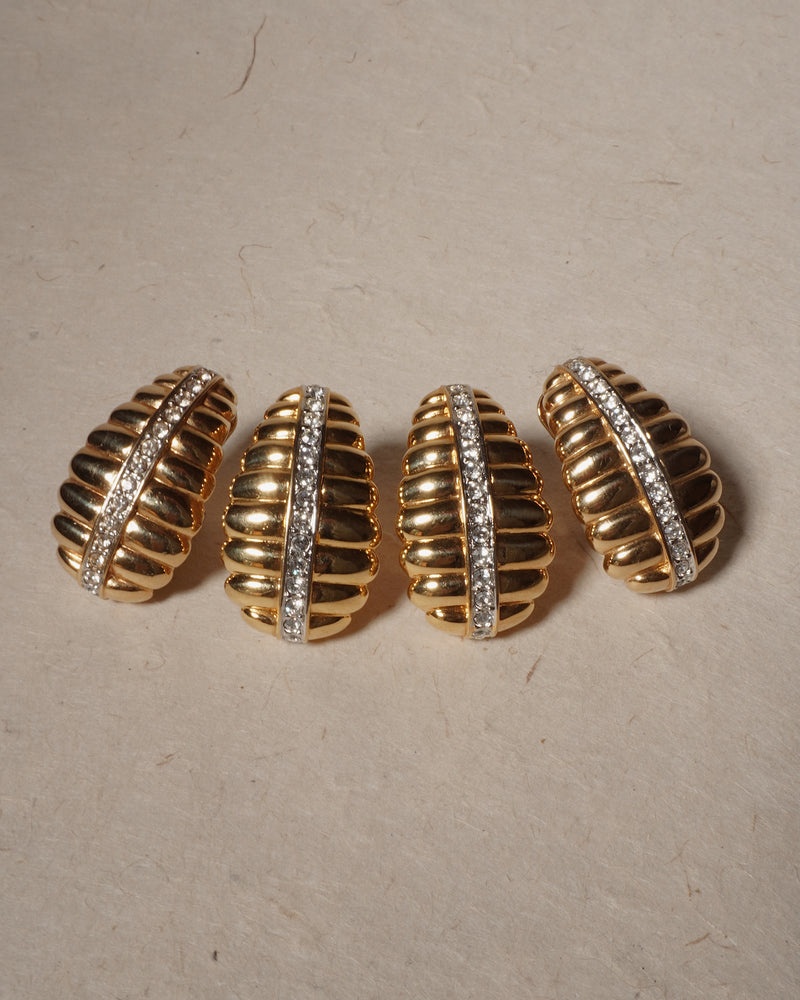 Vintage NM Ribbed Pave Clip Ons