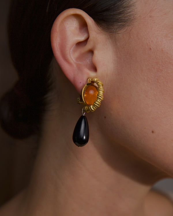 Vintage Orange Orb Drop Earrings